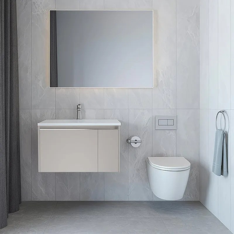 Mobile da bagno sospeso sotto lavabo L 80 x H 40 x P 45.5 cm grigio tortora opaco, 1 cassetto, 1 anta Cielo