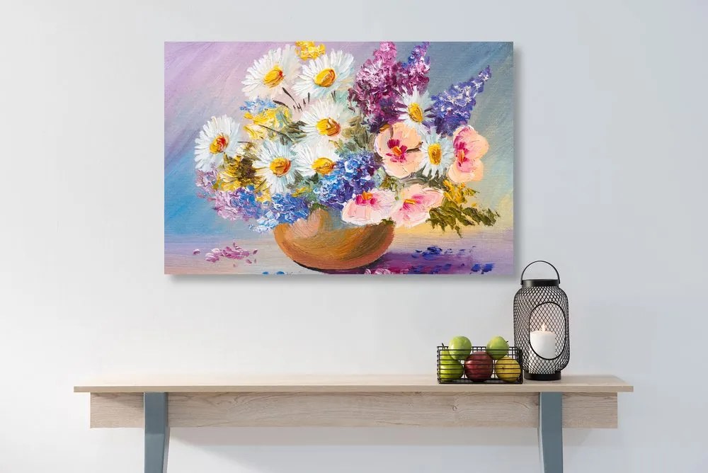 Quadro su tela – Dipinto a olio di fiori estivi