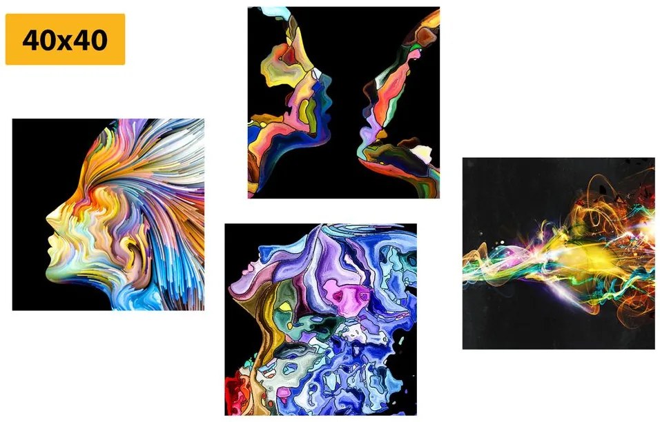 Set di quadri – Astrazione colorata su sfondo nero
