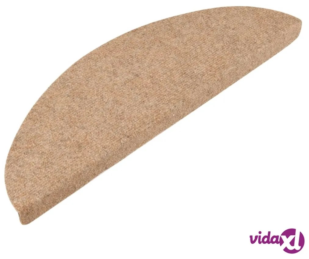 vidaXL Tappeti Adesivi per Scale 15 pz 56x17x3 cm Beige