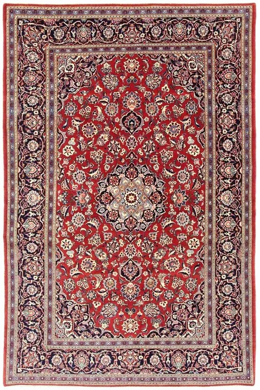 Kashan Tappeto persiano 140x210 Rosso (Iran) Annodato A Mano