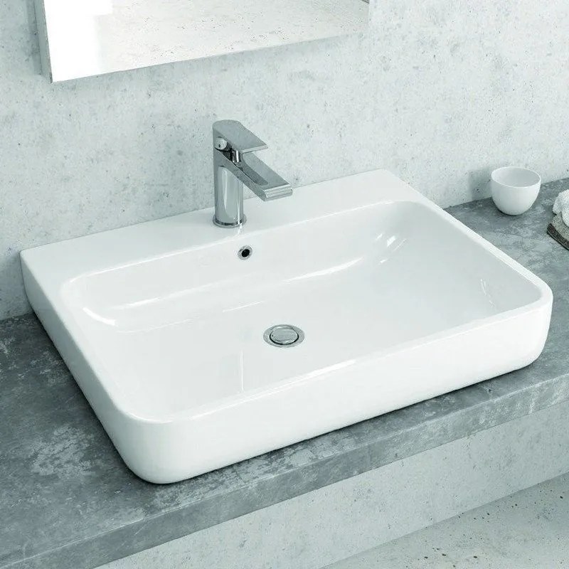 Kamalu - lavabo semi incasso rettangolare bianco | litos-460