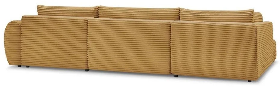 Divano angolare color senape allungabile/con contenitore (con penisola a sinistra/a U) con rivestimento in velluto a coste Lucien – Bobochic Paris