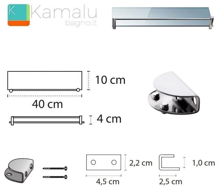 Kamalu - mensolina in vetro temperato 40cm con bordo vitro-230