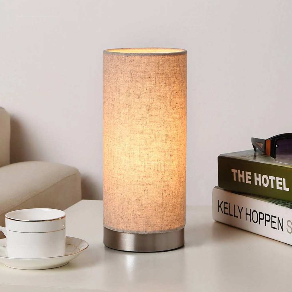Lampada da tavolo Ronja Lindby, dimmerabile, Crema / Ambra, Camera da letto, Tessuto / Stoffa / Seta, Moderno, Lampada da tavolo