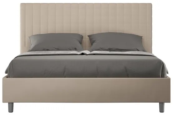 Letto matrimoniale contenitore imbottito 160x210 similpelle tortora Sunny
