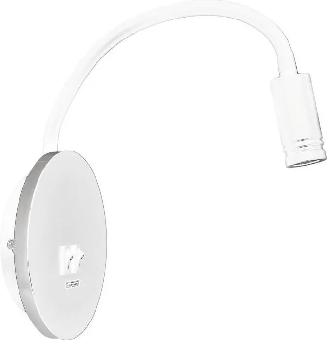 Lampada da parete flessibile con USB BASE LED/8W+LED/2W/230V bianco/argento