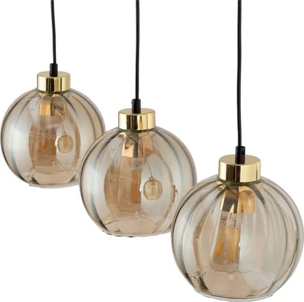 Lampadario LED a sospensione DEVI 3xE27/15W/230V nero/beige fumé
