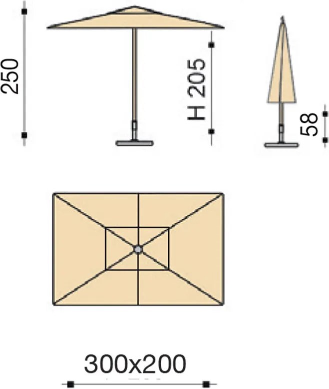 Ombrellone da Giardino 3x2 m Palo Ø38 mm in Alluminio Effetto Legno Tessuto Poliestere Trend Wood Antracite...