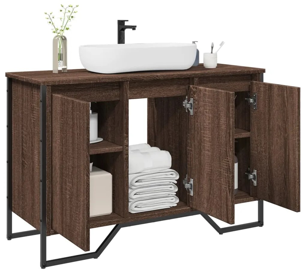 Mobile Lavabo Bagno Rovere Marrone 91x35x60cm İn Truciolato /