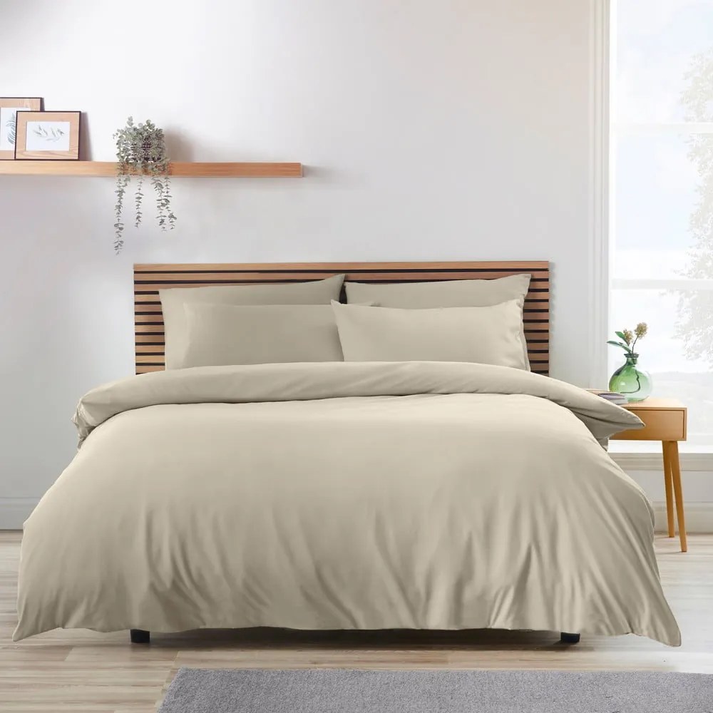 Set copripiumino e federa beige per letto matrimoniale e per letto esteso 230x220 cm So Soft Non-Iron – Catherine Lansfield