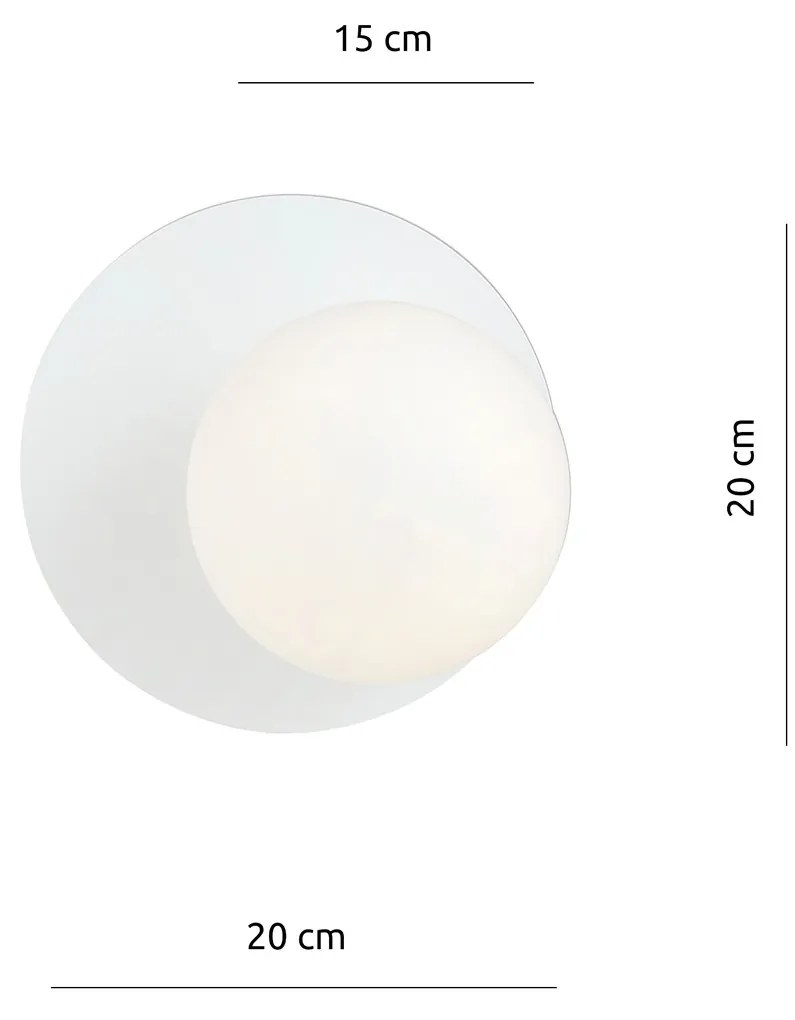 Lampada Da Parete Contemporanea Ippolita 1 Luce In Acciaio Bianco E Vetro Opalino