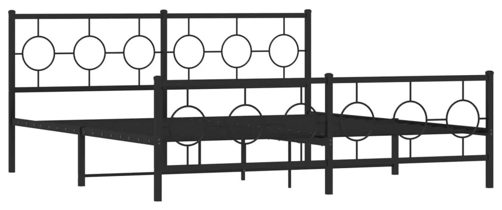 Giroletto con Testiera e Pediera Metallo Nero 183x213 cm