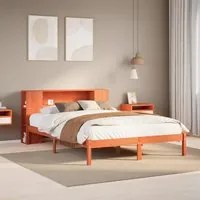 Letto Libreria senza Materasso Marrone Cera 150x200 cm in Pino 3321555