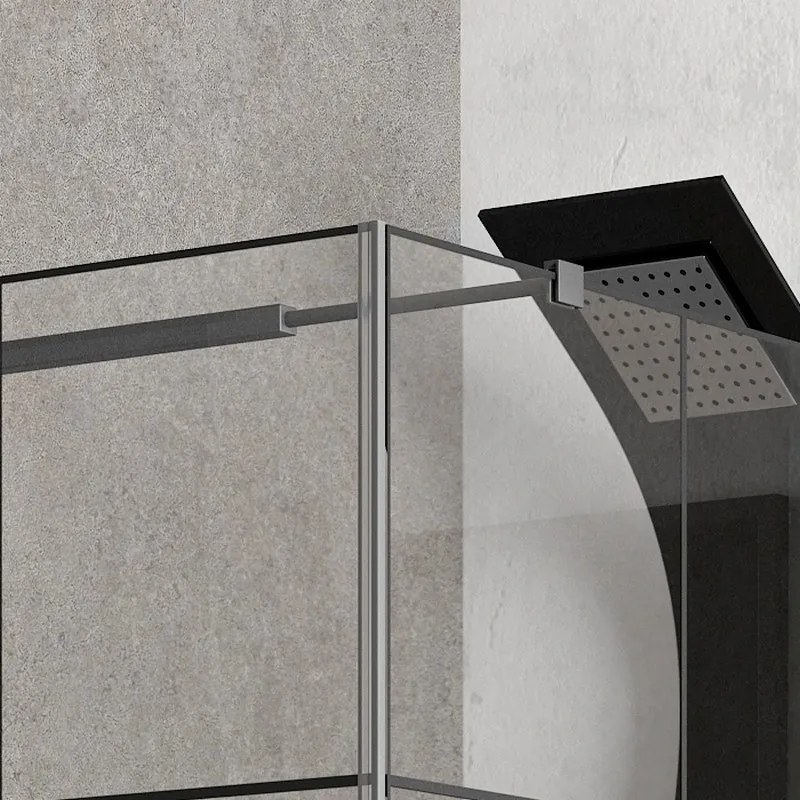 Kamalu - Box doccia 120x80 colore nero. Porta da 80cm fisso da 120cm NICO-3500