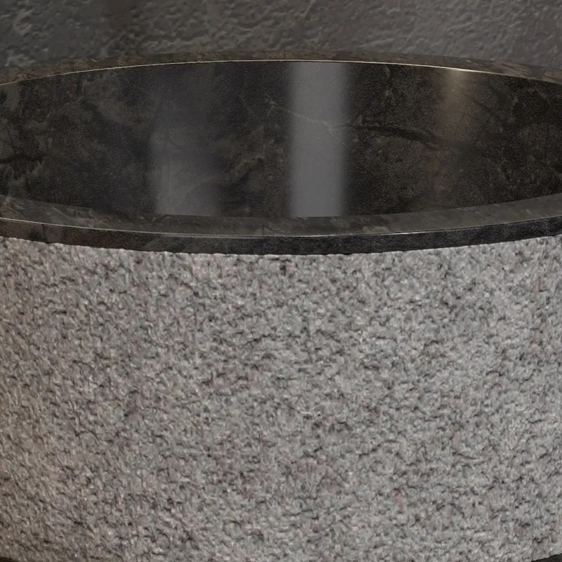 Lavabo bagno design rotondo in marmo nero 40cm |  Litos-TN40 - KAMALU