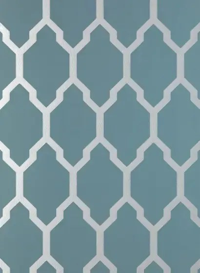 Farrow & Ball Carta da parati Tessella - Blue/ Silver