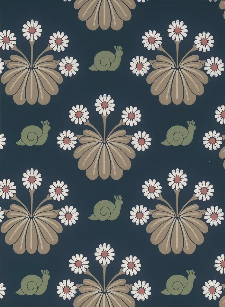 Little Greene Tapete Burges Snail - Dark Blue