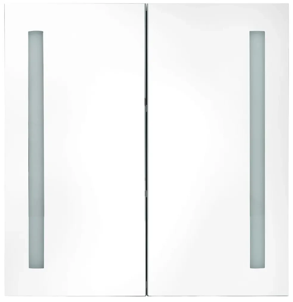 Armadietto bagno con specchio e led grigio lucido 62x14x60 cm