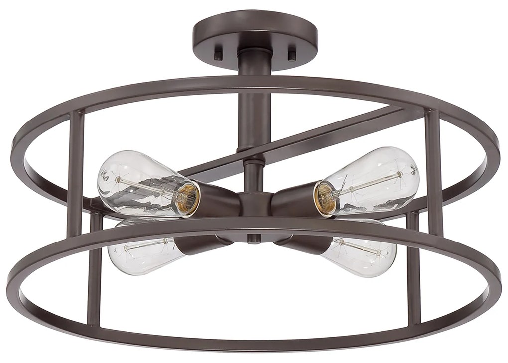 Lampadario Industrial Nordico New Harbor Acciaio Bronzo Western 4 Luci E27