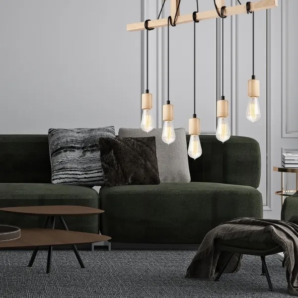 Lampadario a sospensione LEON 5xE27/60W/230V su cavo