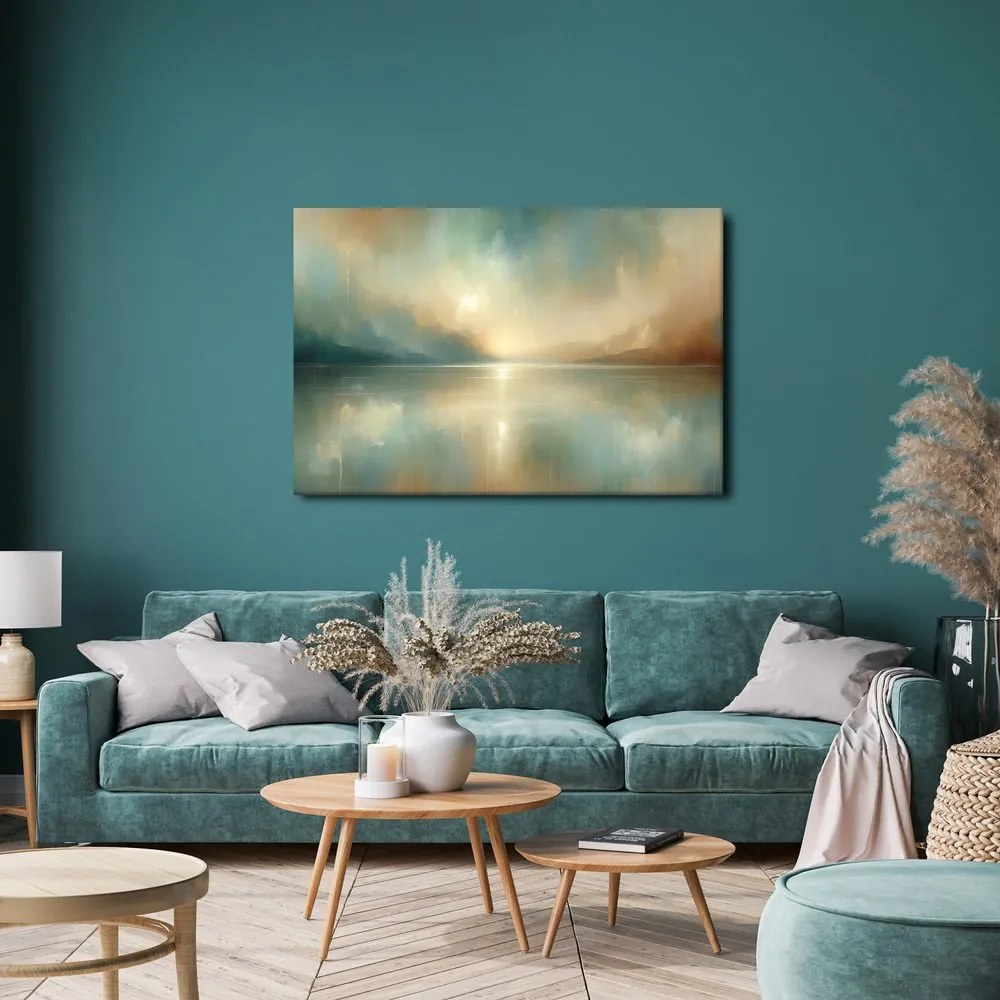 Quadro su tela – Lago tranquillo al tramonto