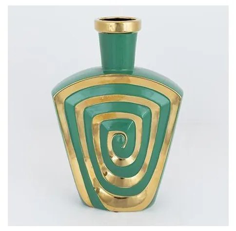 Vaso in ceramica 30x20,2 cm verde/oro