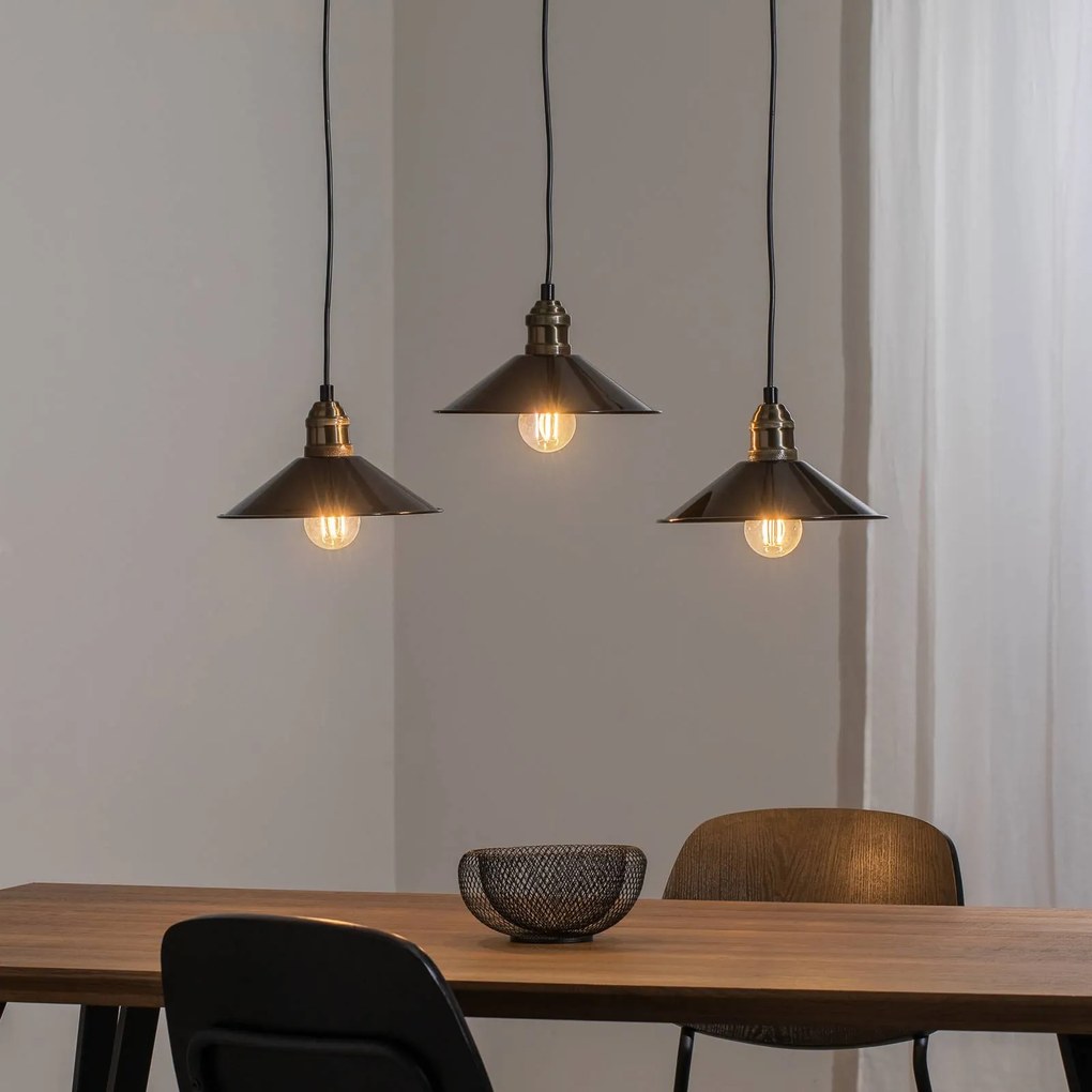 Opviq Lampada a sospensione Berceste 250-S1, nero, metallo a 3 luci lunga