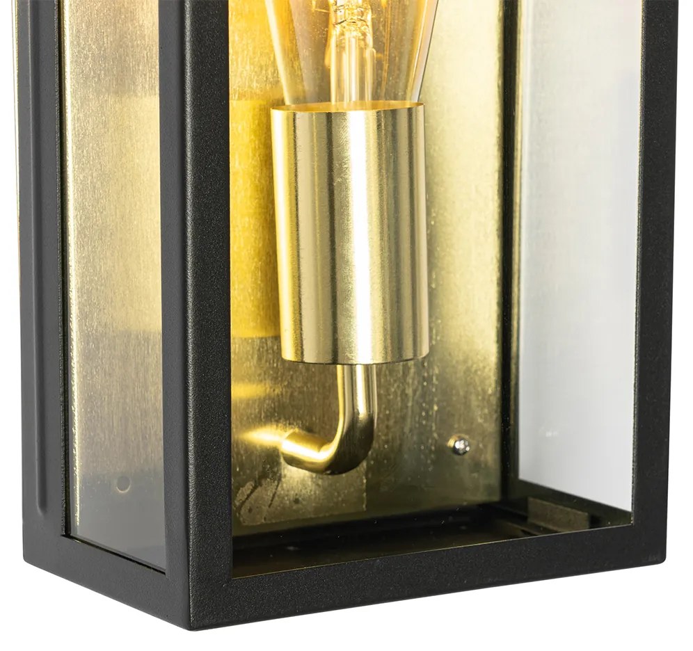 Lampada da parete per esterni industriale nera con oro IP44 - Rotterdam