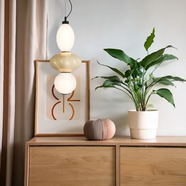 Lampadario LED a sospensione con filo ASCOLI LED/18W/230V diametro 20 cm beige