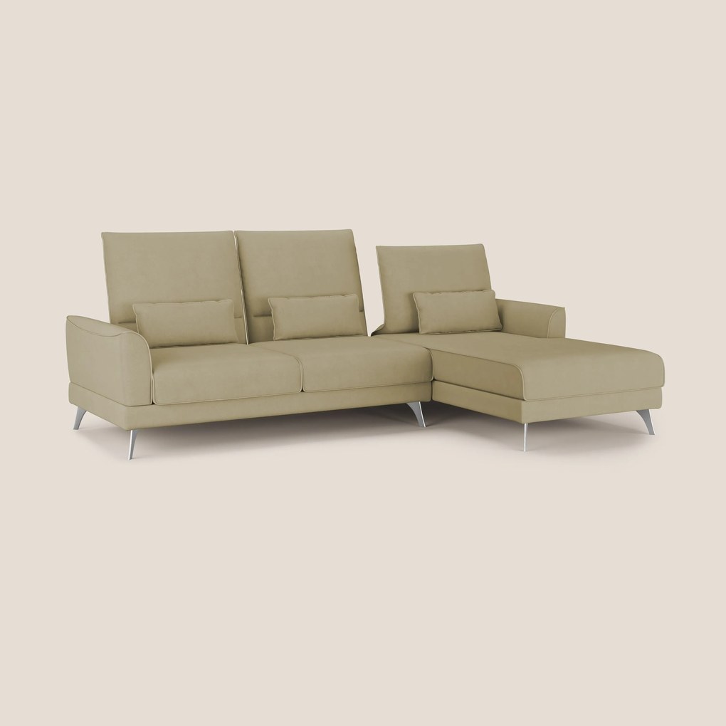 Tommy Divano angolare con relax e schienali traslanti in microfibra smacchiabile T11 beige