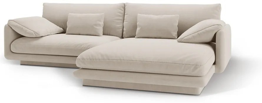 Divano angolare bianco (con penisola a destra/con chaise lounge) con rivestimento in velluto Torino – Micadoni