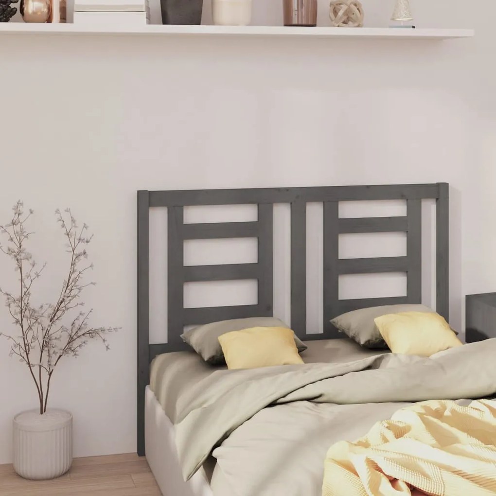 Testiera per letto grigia 126x4x100cm in legno massello di pino
