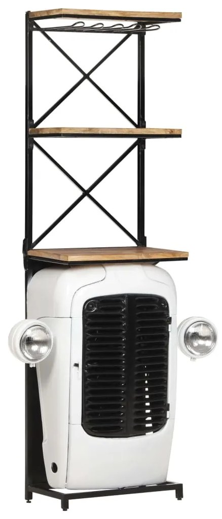 Cantinetta Per Vini A Trattore Bianca 49x31x172 Cm Mango Grezzo /