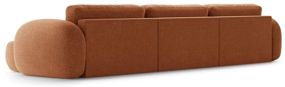 Divano angolare color mattone allungabile/con contenitore (a U) con rivestimento in ciniglia Tonale – Cosmopolitan Design