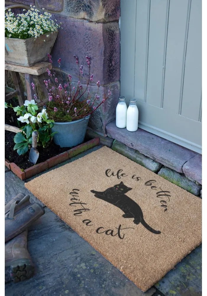Zerbino in fibre di cocco 40x60 cm Life Is Better With a Cat – Artsy Doormats