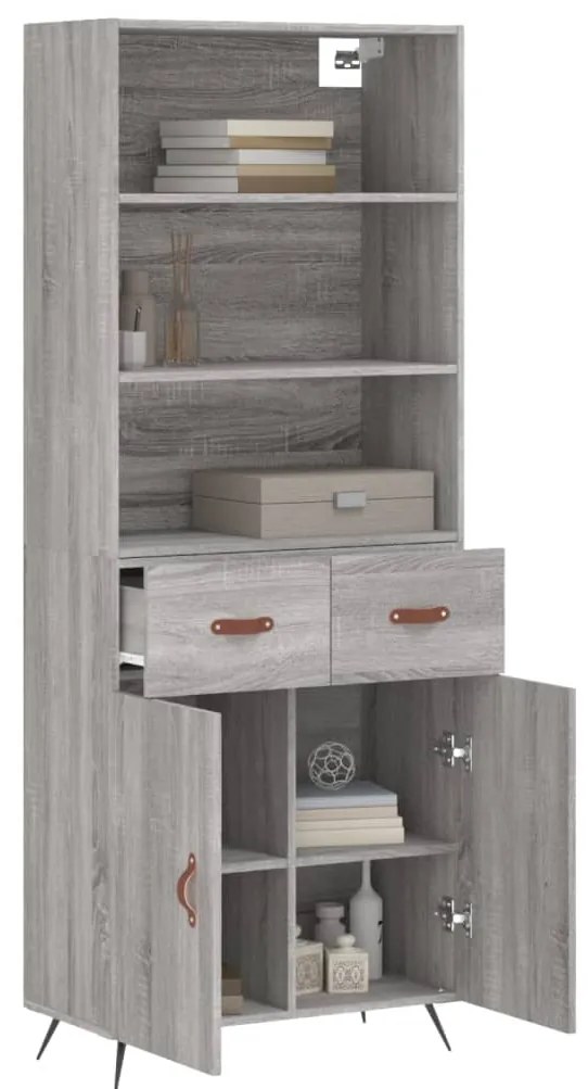 Credenza grigio sonoma 69,5x34x180 cm in legno multistrato