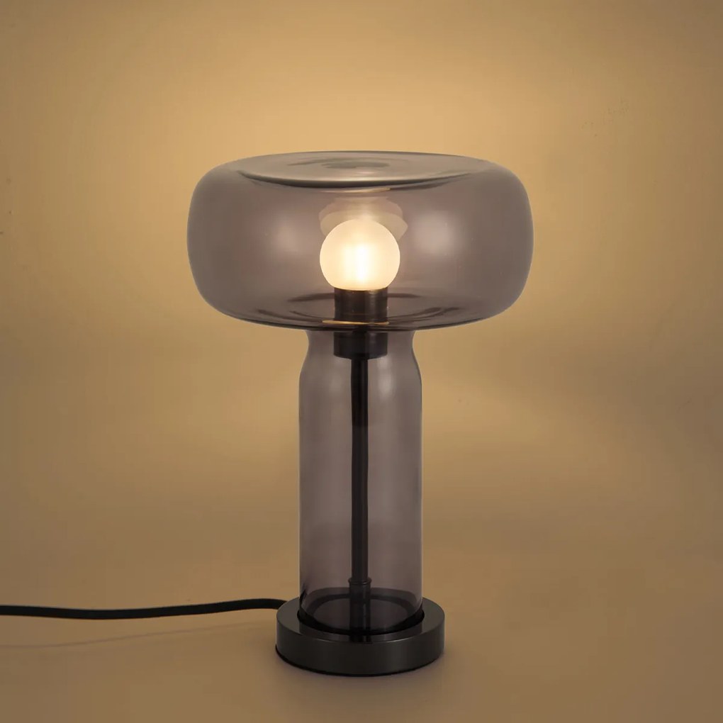 Lampada da tavolo Hotel Chic color canna di fucile con vetro fumé - Amara
