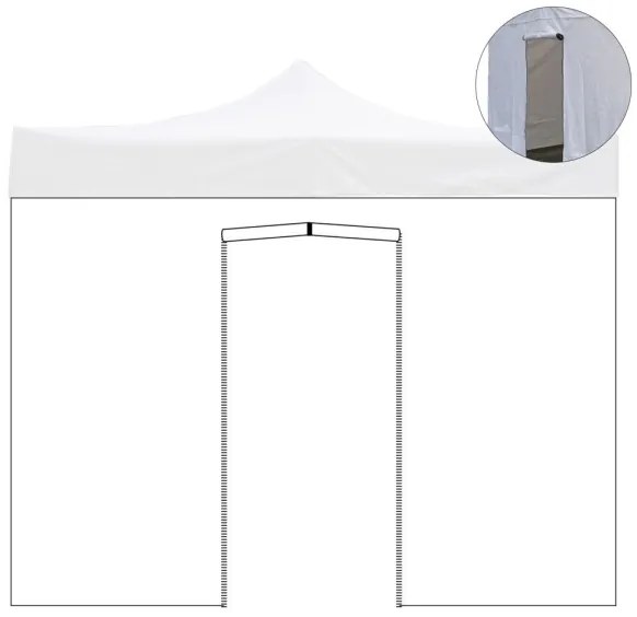 Telo laterale 3x2m bianco impermeabile con porta avvolgibile per gazebo richiudibile MARKET-PRO