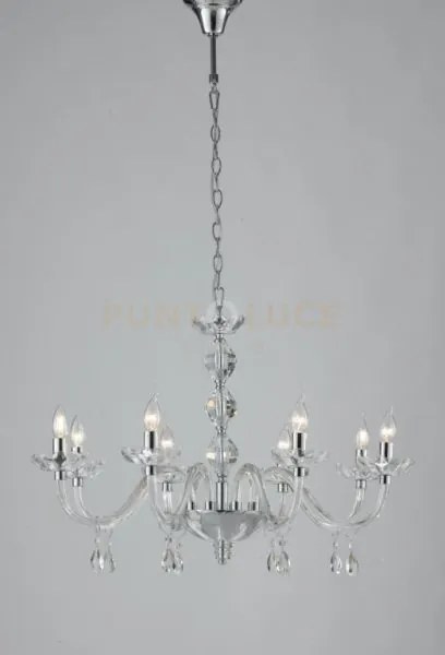 Lampadario riflesso cromo 5 luci attacco e14 70x190cm decorato in c...