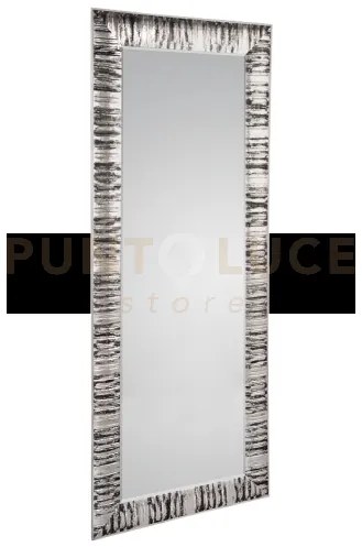 Nadja specchio da parete cornice lavorata argento e nero 70x170cm