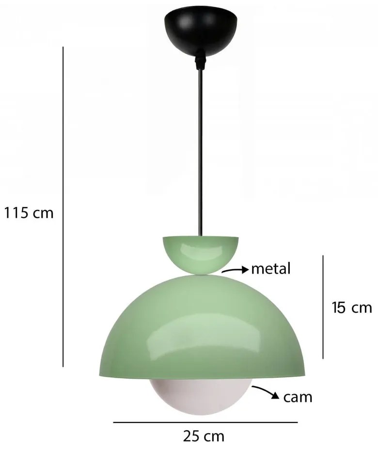 Lampadario verde con paralume in metallo ø 25 cm Arta – Opviq lights