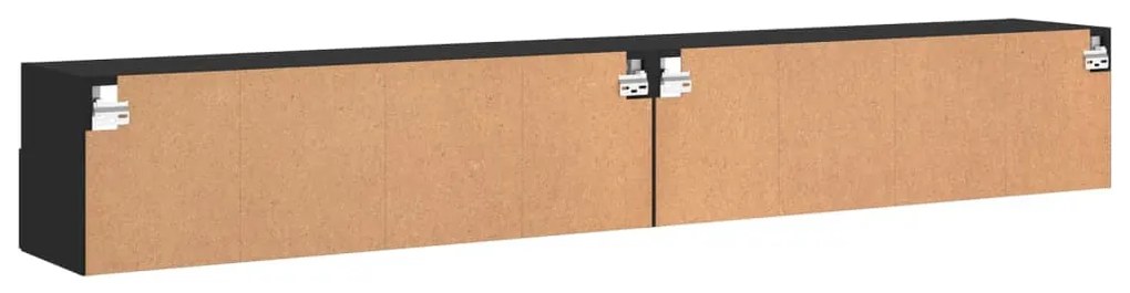 Mobili TV a Parete 2pz Neri 100x30x30 cm in Legno Multistrato