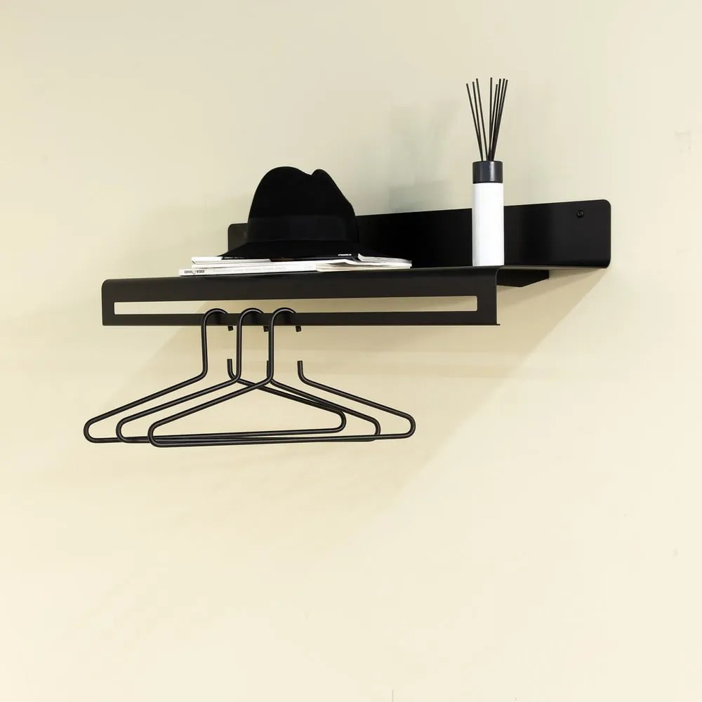 Attaccapanni da parete nero in metallo con scaffale 78 cm Sway – Spinder Design