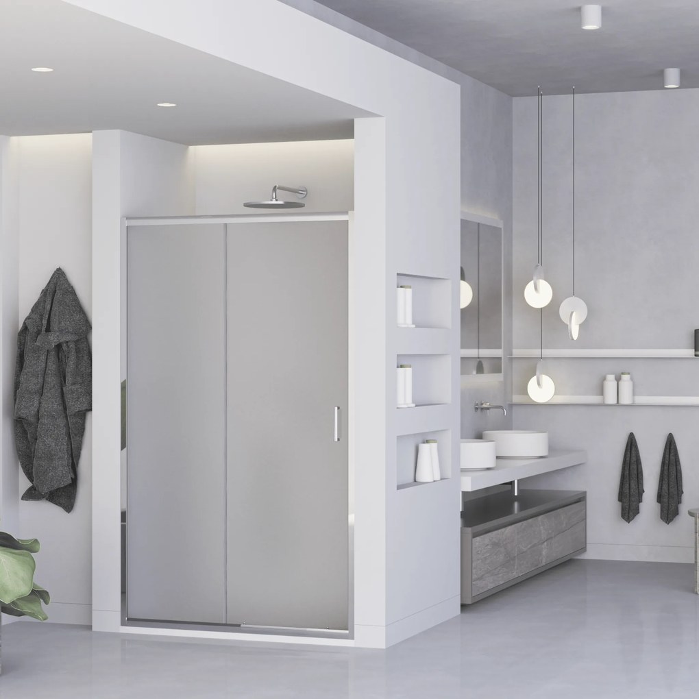 Box Doccia Scorrevole 150 Cm Feridras "T-Special" Argento Lucido/Vetro Stampato C