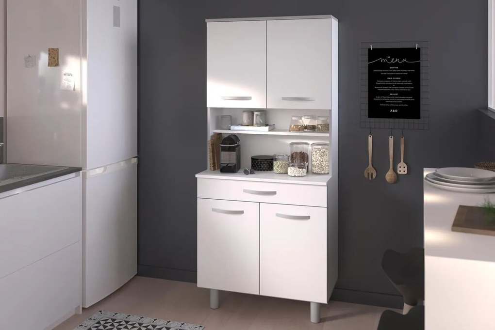 bianco e grigio L 80 x P 44.3 x H 180.6 cm