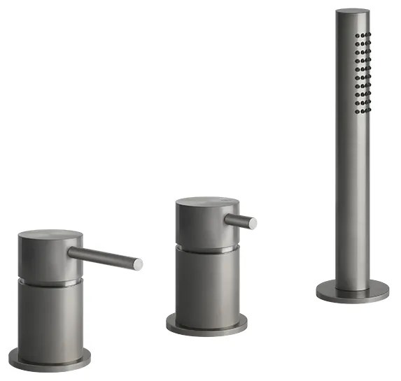 Gruppo bordo vasca 3 fori con deviatore flessibile e doccetta steel brushed 54043 gessi