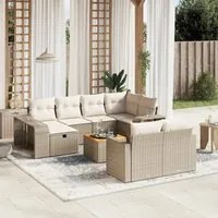 Set Divani da Giardino 11 pz con Cuscini Beige in Polyrattan 3266258