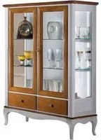 Vetrina classica provenzale in legno 2 porte 2 cassetti l.111 p.44 h.140 - Mobili 2G