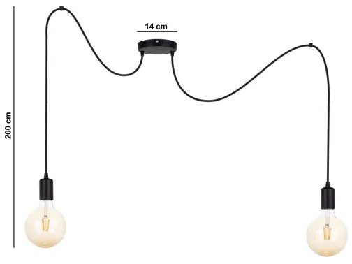Lampadario a sospensione con filo MIROS 2xE27/60W/230V ragno nero
